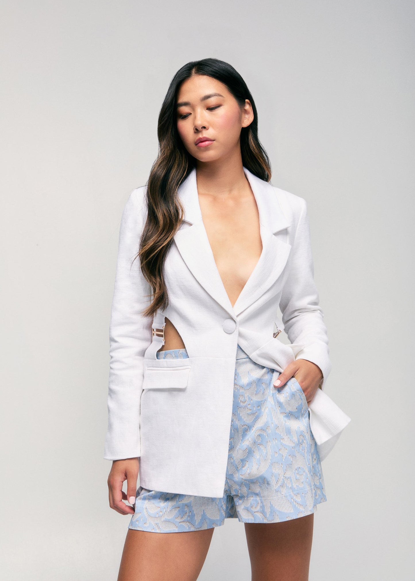 Cut Out Linen Blazer