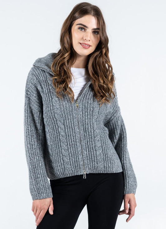 Melange Zip  Cardi