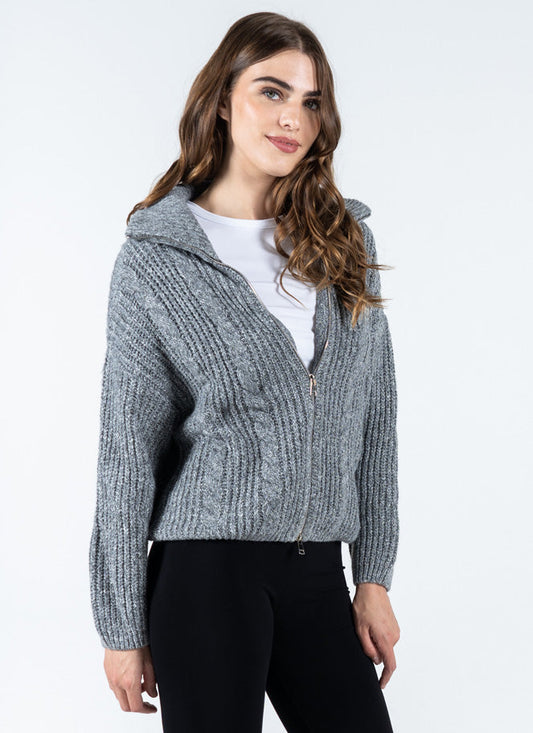 Melange Zip  Cardi