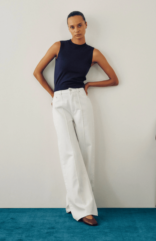 Hepburn Wide- White Pintuck