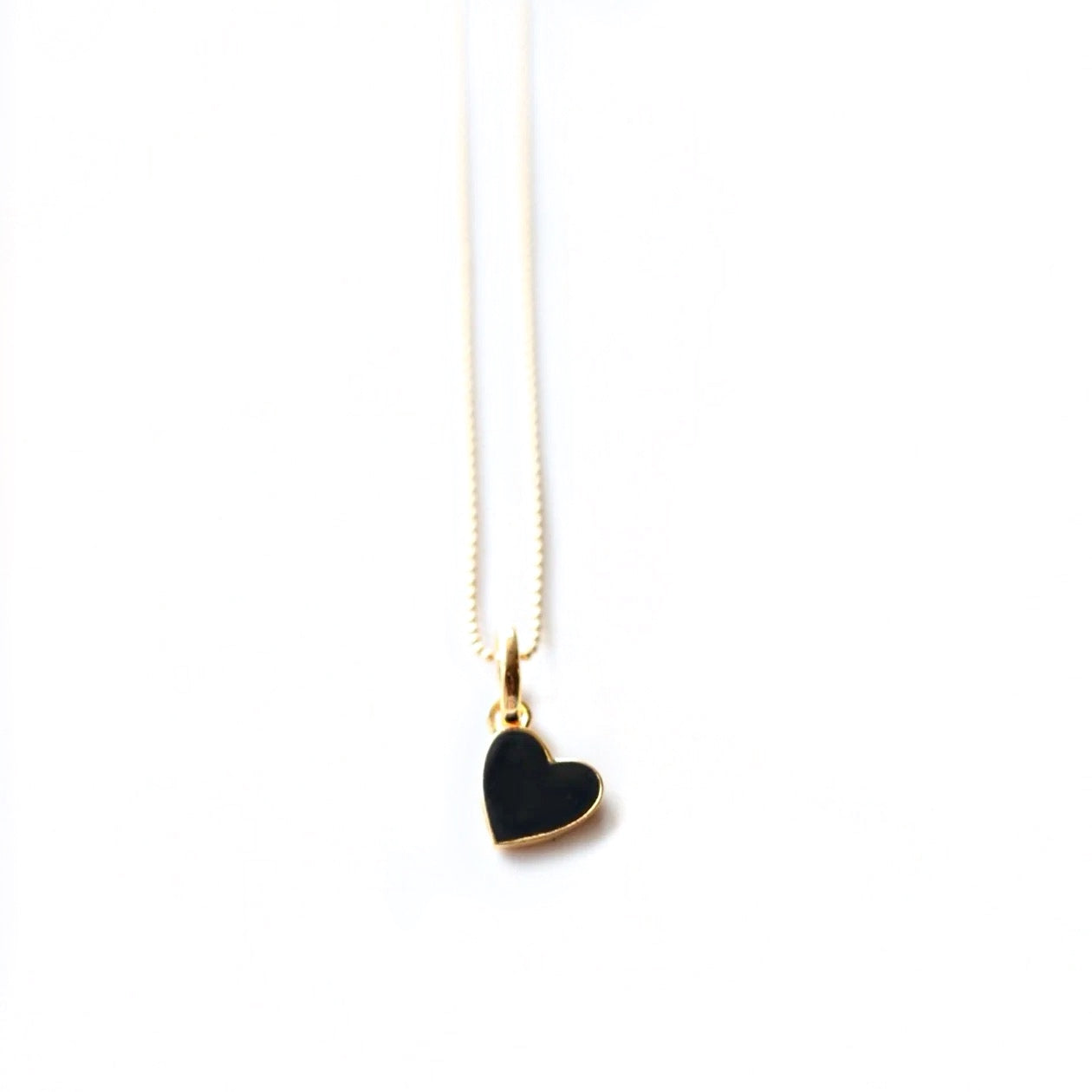 Enameled Heart Necklace Black 18"