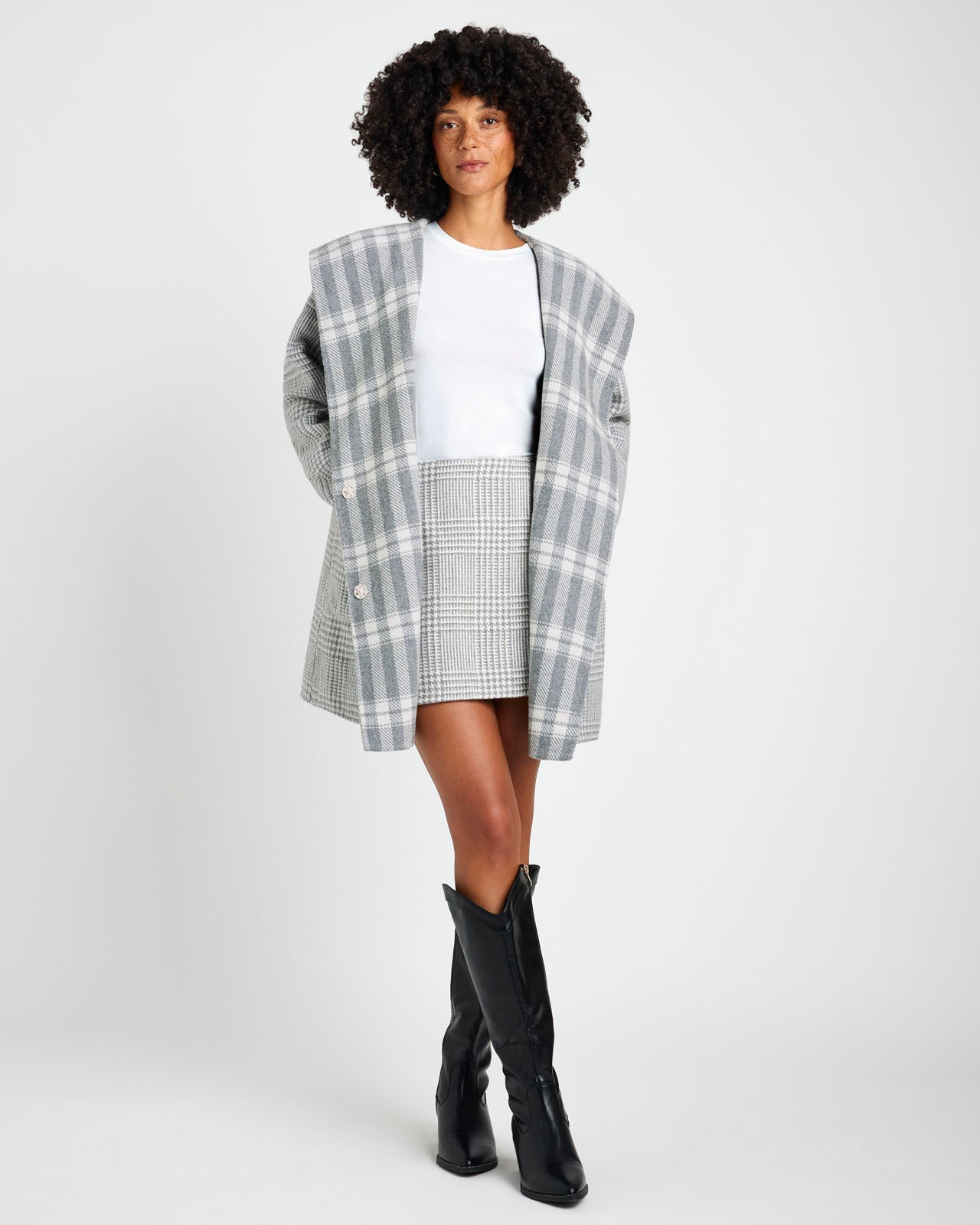 Elliot Plaid Knit Coat