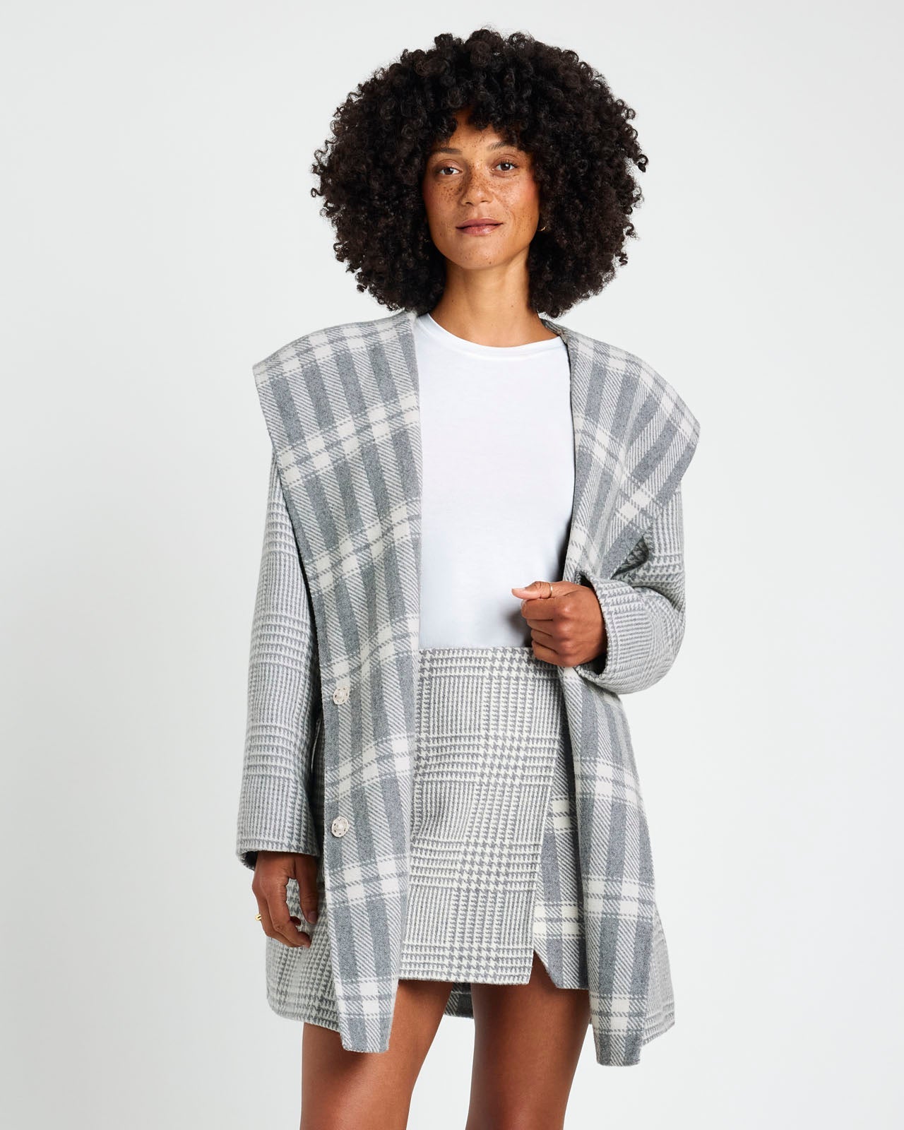 Elliot Plaid Knit Coat