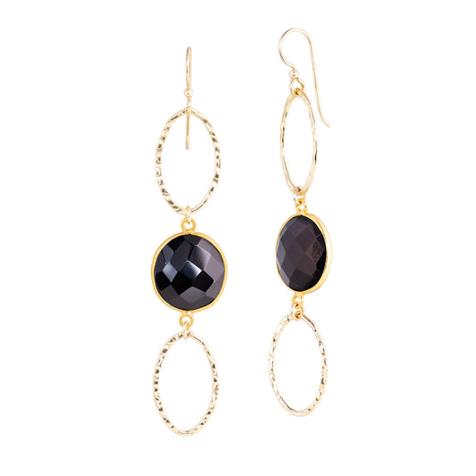 Stone Chain Drop Black Onyx Earring